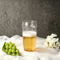 Gobelet à bière en plastique PET de 18 oz (500 ml), jetable, réutilisable, incassable, verres à boire pour bar et pub, pas besoin de lavage