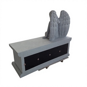 Leaning Angel Black Granite <b>Memorial</b> Monument-Outdoor Natural <b>Stone</b> Tombstone - Product Image 6