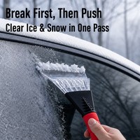 Grattoir à glace pour pare-brise, dégivreur, lame en plastique transparent, poignée en mousse rouge, bord élargi, élimination rapide de la neige, outil d'hiver robuste