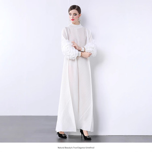 Miyake femmes plissé longue robe couleur unie ample minceur drapé effet Style européen américain Niche lumière <span class=keywords><strong>Mature</strong></span> décontracté - Product Image 4