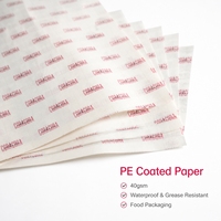 Papier enduit PE simple face de qualité alimentaire 40 g/m², imperméable et résistant à la graisse, impression personnalisée pour doublure de plateau de boulangerie, emballage alimentaire pour traiteur