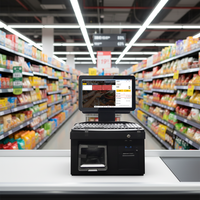 Sistema POS Todo en Uno de 14 Pulgadas, Caja Registradora con Impresora, Escáner, Software y Hardware para Cajero, Sistemas POS para Supermercados, Terminal POS