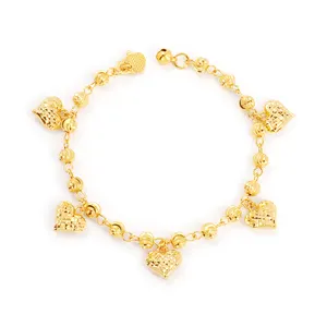 JXX-pulsera de regalo de Navidad para niña y mujer, brazalete de corazón con abalorio, joyería de campana para fiesta, 24K