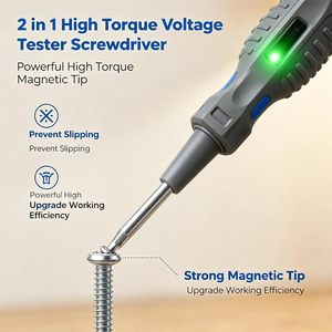 Dual-Switch High-Brightness Industrial Voltage Tester Screwdriver <b>Plastic</b> for Professional Electricians-Open Circuit Detection - Product Image 2