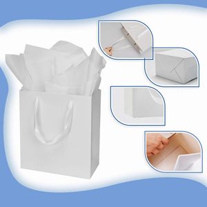 Sacs cadeaux en papier kraft avec poignées, sacs à friandises, emballages cadeaux, sacs de courses recyclables pour marchandises et mariages (couleurs assorties) - Product Image 2