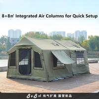 2025 famille Camping Air Tente Vert TC Coton 8 + 8 ㎡ Extérieur Imperméable Parasol Tissu Camping Automatique De Luxe Tente Gonflable