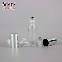 Flacon roll-on en verre transparent BLPM-4ML de couleur naturelle pour parfum et huile essentielle avec bouchon en aluminium doré ou argenté