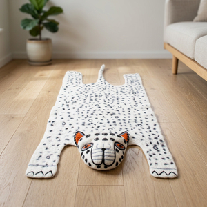 Leopard Skin <b>Felt</b> Wool Rug- Handmade Boho Safari Decor - Product Image 4