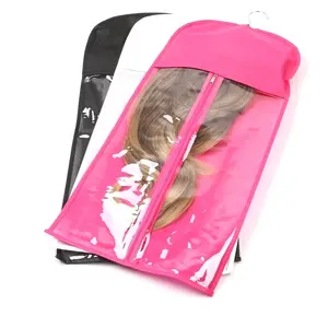 도매 개인 상표 방진 지퍼 가방 걸이 헤어 가방 사용자 정의 머리 확장 포장 블랙 화이트 핑크 허용