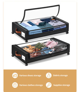 Sob O Armazenamento Da Cama Com Rodas, Paquete de 2 Sob a Cama Receptores Do Armazenamento Com Tampas Claras - Product Image 5