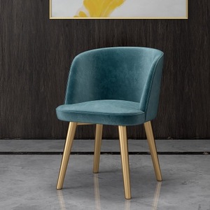 Sedia da Pranzo in Velluto Colorato Design Italiano Moderno Minimalista <span class=keywords><strong>con</strong></span> Gambe in Metallo Dorato Sedia Blu - Product Image 1