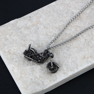 <b>Titanium</b> Steel Motorcycle Pendant Necklace Men's Retro Style <b>Chain</b> SP1035 Gift Jewelry - Product Image 1