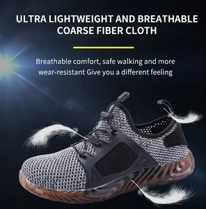 Легкие мужские и женские безопасные спортивные рабочие ботинки дышащая сетчатая Повседневная защитная обувь со стальным носком для лета, весны и осени - Product Image 2