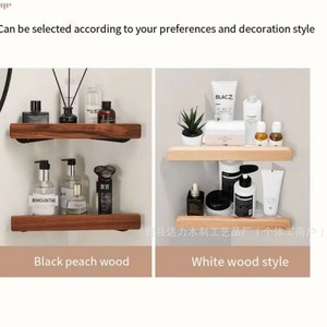 Walnut Wood <b>Bathroom</b> Shelf Wall Mounted Durable Rectangular Custom Size Toilet <b>Accessory</b> - Product Image 2