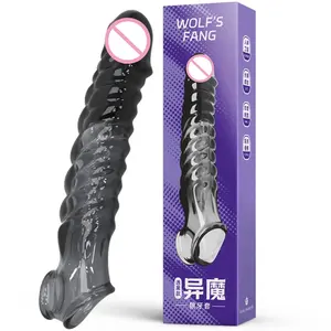 Erotikprodukte Sexspielzeug Hülle Vibrator Penisring Transparent Wiederverwendbare Penishülle Cockring Verlängerung Penisvergrößerer - Product Image 6
