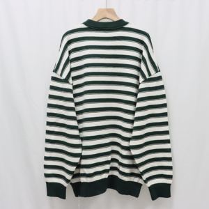 Suéter Streapt para hombre, ropa de calle coreana, suéter de punto con Cable de manga larga, suéter blanco, rayas verdes, prendas de punto de gran tamaño, logotipo personalizado - Product Image 2