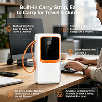 Batterie externe à charge rapide PD 22,5 W avec câbles doubles intégrés, lampe de camping LED, chargeur portable 5 ports, voyage, camping, extérieur