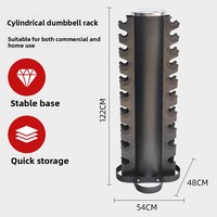 Support de Rangement Commercial Vertical à 3 Niveaux en Acier pour Haltères, Style Cylindrique, Organisateur d'Équipement de Fitness pour Salle de Sport