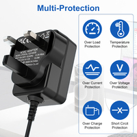Adaptateur d'alimentation ESann UK Type Plug AC 100-240V DC 12V 1A 12W avec protection contre les courts-circuits, prise DC 5.5x2.5mm