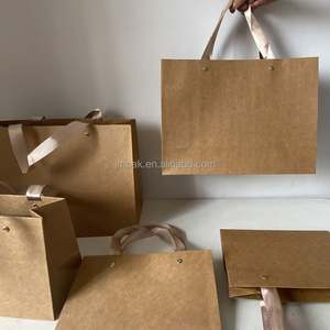 Sacs de courses en papier kraft brun écologiques personnalisables avec poignées épaisses pour la promotion et l'utilisation en supermarché, style luxueux - Product Image 1