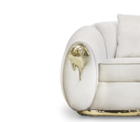 Fauteuil de luxe pour salon, mobilier haut de gamme, fauteuil d'appoint capitonné de designer avec base en laiton pour maison et villa