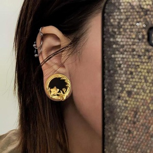 Boucles d'oreilles tendance en acier inoxydable pour femmes, design floral magnifique, <span class=keywords><strong>double</strong></span> écarteur d'<span class=keywords><strong>oreille</strong></span>, dilatateur d'<span class=keywords><strong>oreille</strong></span>, bijoux tendance - Product Image 2