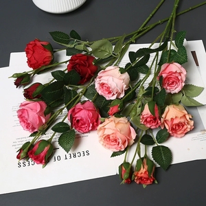 <strong>Tula</strong> Rose Silk Flowers 61cm 4 Heads Multi Color for Wedding Photography Props - Product Image 1