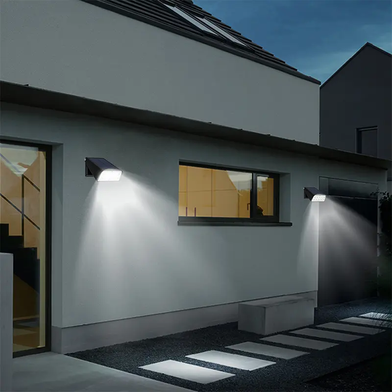 Luz LED para varanda de jardim ao ar livre, iluminação de 90 graus para pátio, energia solar, luz de proteção ambiental, ABS PC