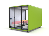 Cabine de travail acoustique moderne en acier OMNI, insonorisée, avec système intégré d'éclairage et de ventilation
