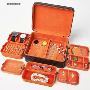 Stok 6 özel taşınabilir premium deri mücevher takı çantası seyahat çekmece aksesuar kolye bileklik takı kutuları organizatör