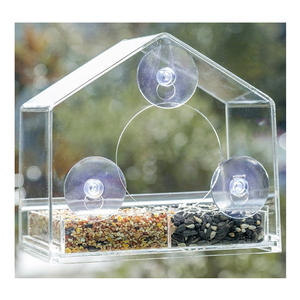 Mangeoire à oiseaux en acrylique transparent en forme de maison, mangeoire à oiseaux en perspex - Product Image 1