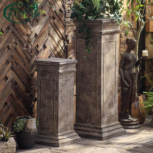 Support à fleurs colonne romaine rétro européenne pour jardin, ornement vintage d'extérieur pour la décoration de villa et balcon, finition métallique naturelle - Product Image 3