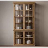 Armoire moderne en bois massif avec porte vitrée, rangement durable