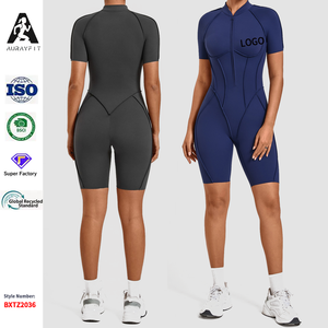 <span class=keywords><strong>Tuta</strong></span> da Yoga <span class=keywords><strong>Aderente</strong></span> con Collo Alto e Mezza Zip, Monopezzo per Fitness, Abbigliamento Sportivo ad Alta Intensità per Donne - Product Image 1