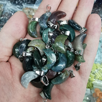 Kalung Liontin Mini Bulan Batu Kristal Alami untuk Pembuatan Perhiasan DIY, Batu Permata Penyembuh, Aksesoris Fashion Wanita