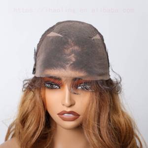 13*6 U parrucca in pizzo fatto a mano in fibra sintetica futuro naturale morbida parrucca di colore miscelazione ad alta densità capelli scuri radice 613 biondo - Product Image 4