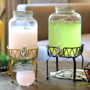 4l 5l 8l ग्लास मसाला जार धातु के साथ ग्लास मेज़निंग रस डिस्पेंसर पेय पक्ष किचनवेयर भंडारण बोतल की सेवा कर रहे हैं - Product Image 5