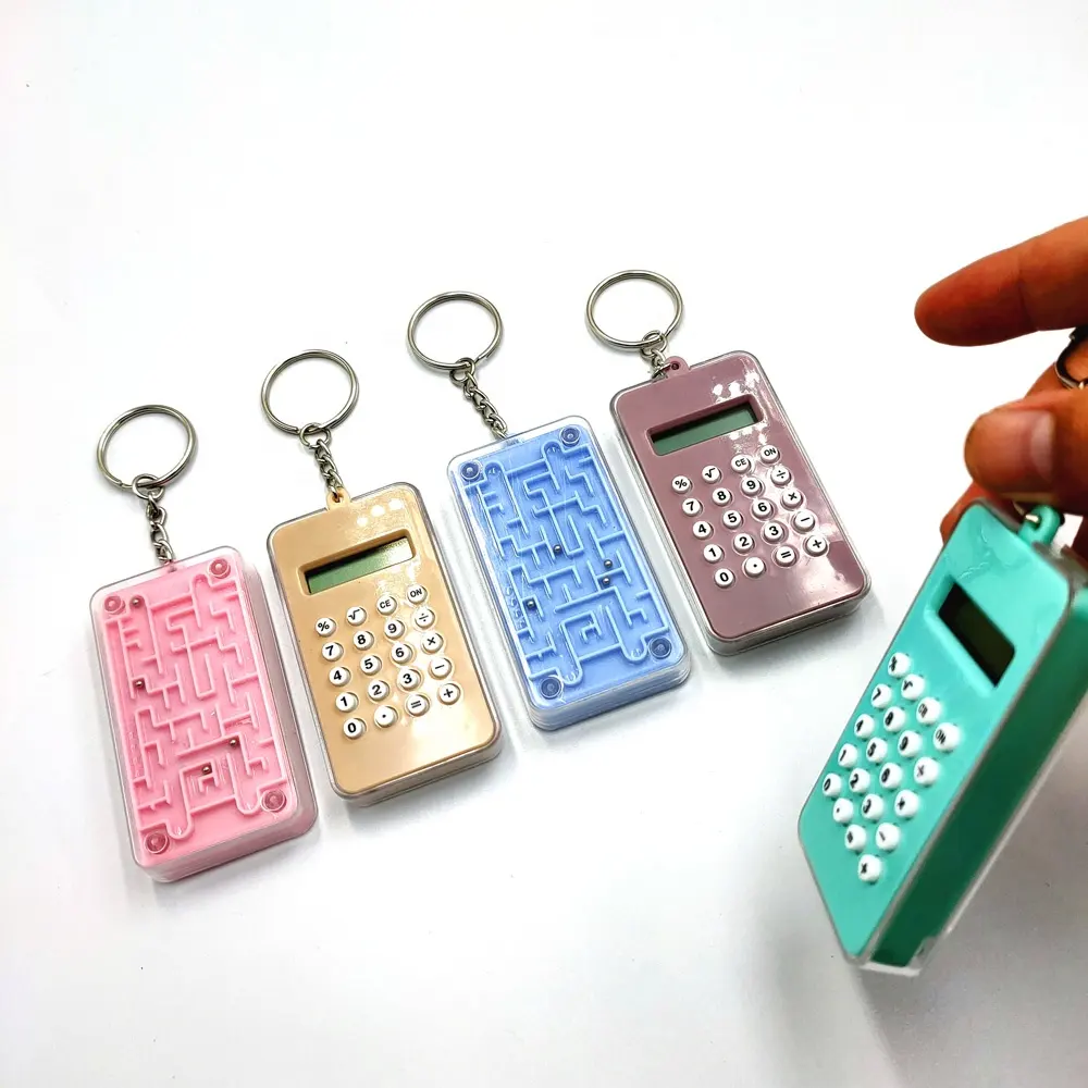 Chaveiro de brinquedo calculadora eletrônica, mini chaveiro de bolso para casa, alunos, escola