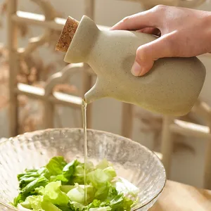 Oliera in Ceramica con Coperchio in Legno, Contenitore per Condimenti, Bottiglia per Salsa di Soia, Bottiglia per <span class=keywords><strong>Aceto</strong></span>, <span class=keywords><strong>Dispenser</strong></span> per <span class=keywords><strong>Olio</strong></span> - Product Image 4