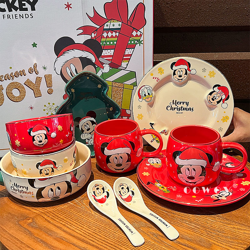 Coffret cadeau de vaisselle pour deux personnes de Noël Disney