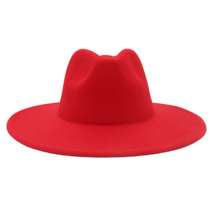 Vente chaude printemps automne hiver Style français blanc grand bord couleur unie Jazz Fedora chapeau pour femmes dame mode robe de plein air - Product Image 6