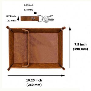 Plateau de rangement de bureau en cuir PU avec logo personnalisé et coins à pression pour cadeaux de bienvenue - Product Image 2
