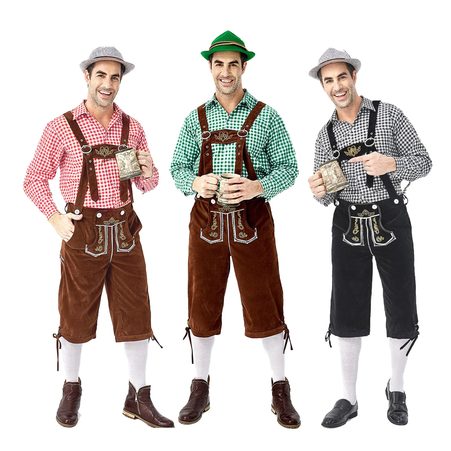 Mens Oktoberfest Lederhosen Fancy Dress Costume German Beer Festival Adults