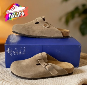 Mules et sabots d'extérieur en daim pour femme, style <span class=keywords><strong>Birkenstock</strong></span>, avec semelle intérieure en liège, solides, légères, respirantes, style mode, pantoufles d'intérieur - Product Image 1