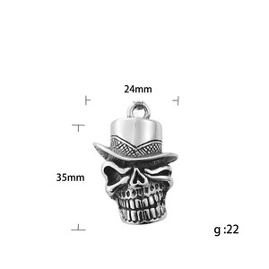 European American Style <b>Titanium</b> Steel Skull Pendant With Top Hat Retro Punk Men's Necklace Stainless Steel Fashion Charm - Product Image 4