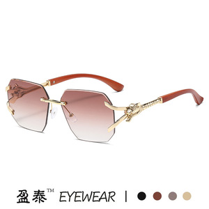 Yingtai Eyewear Frameless <b>Square</b> <b>Sunglasses</b> Metal Frame UV400 Protection Unisex Fashionable Design - Product Image 5