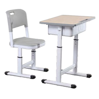 Mobilier scolaire moderne Table et chaise d'étude pour enfants Salle de classe Hauteur réglable Pieds en métal Ensemble de chaises de bureau pour étudiants