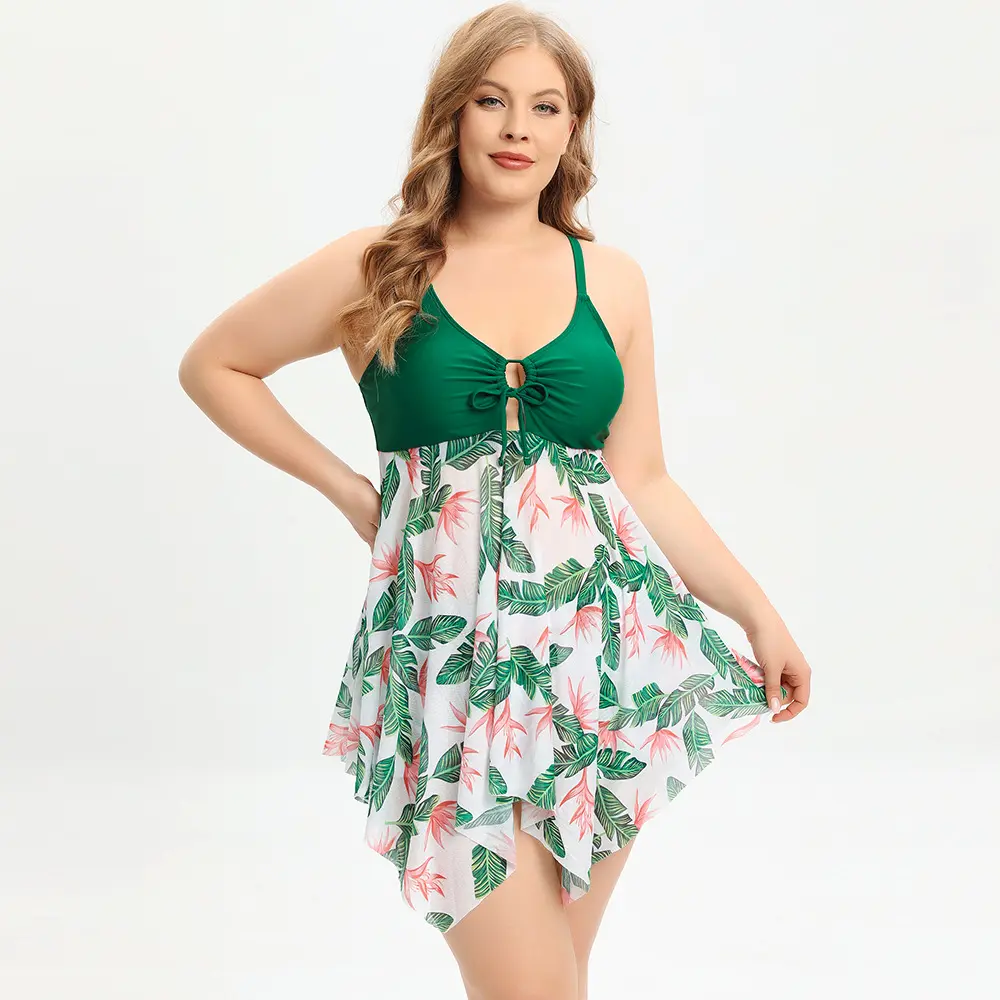 GM omen Plus tamaño 2 piezas conjunto trajes de baño mujer increíble Bikini de flores