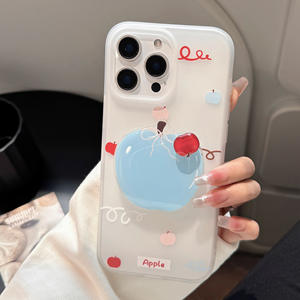 3D crema pastel decorar púrpura suave a prueba de golpes teléfono protector 1,5mm TPU funda para <span class=keywords><strong>iPhone</strong></span> 16 15 14 13 12 - Product Image 1