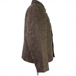Veste décontractée pour homme en tissu tissé marron à manches longues avec boutons sur le devant, idéale pour un usage quotidien - Product Image 2